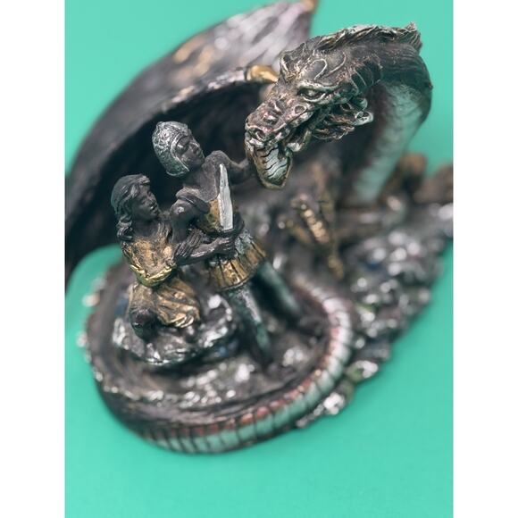 RARE Sinbad fighting a dragon Pewter Statue , Sinbad And The Dragon - Picture 5 of 8